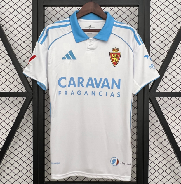 2025-26 Real Zaragoza Home Soccer Jersey Shirt